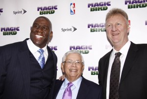 Earvin Magic Johnson, David Stern and Larry Bird
